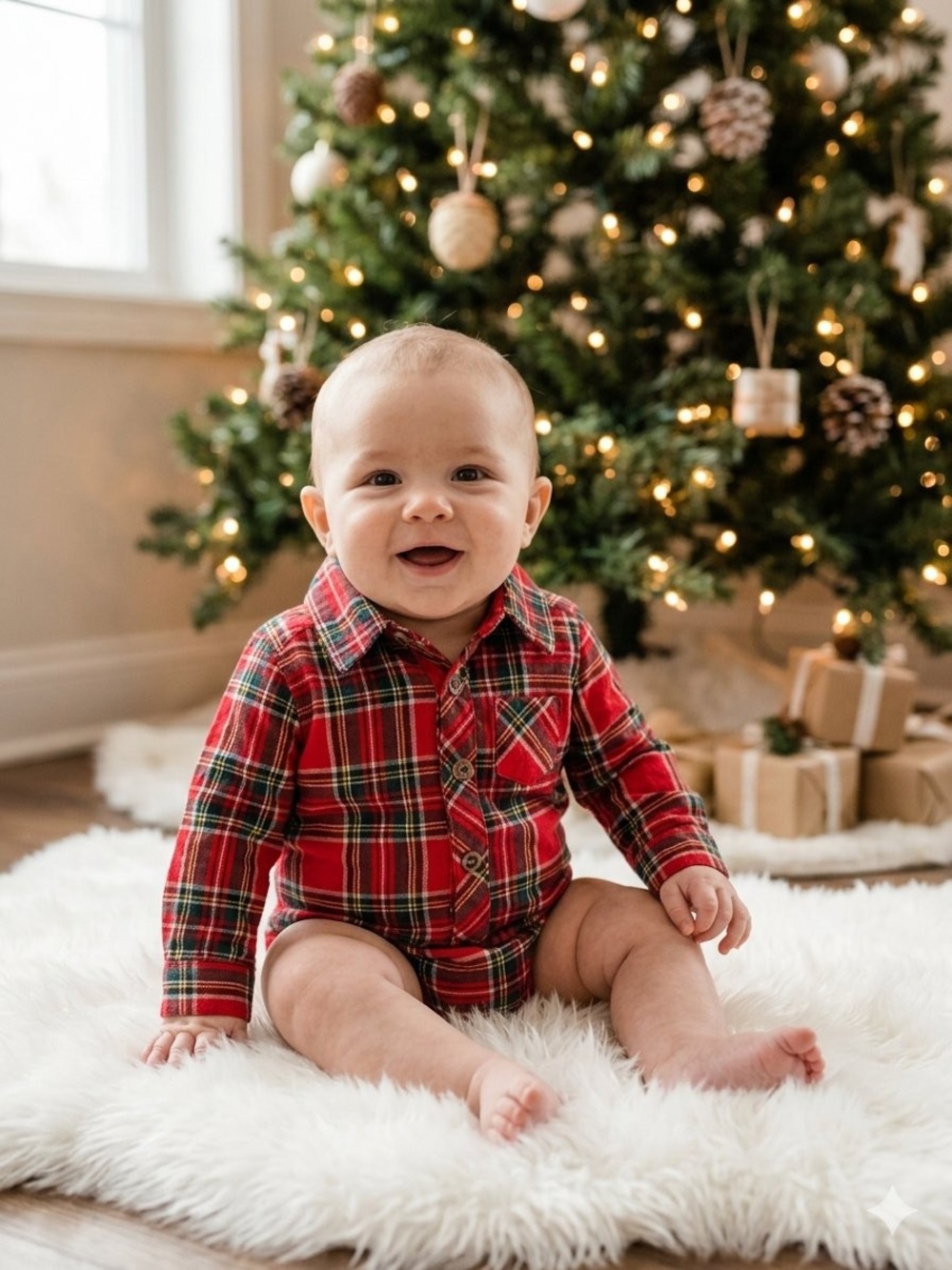 VTG 2018 Old Navy Family Matching Holiday Plaid Flannel Bodysuit - 0-3M EUC
